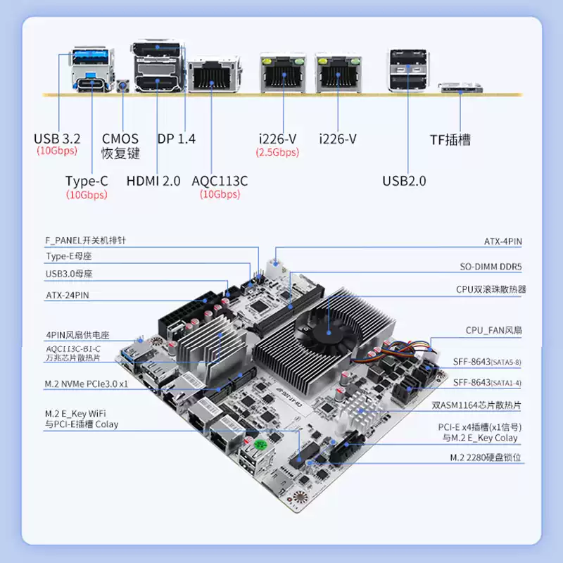8-Bay NAS Motherboard with N1 - Nas Motherboard 8 Sata Mini Itx ulasan dan harga