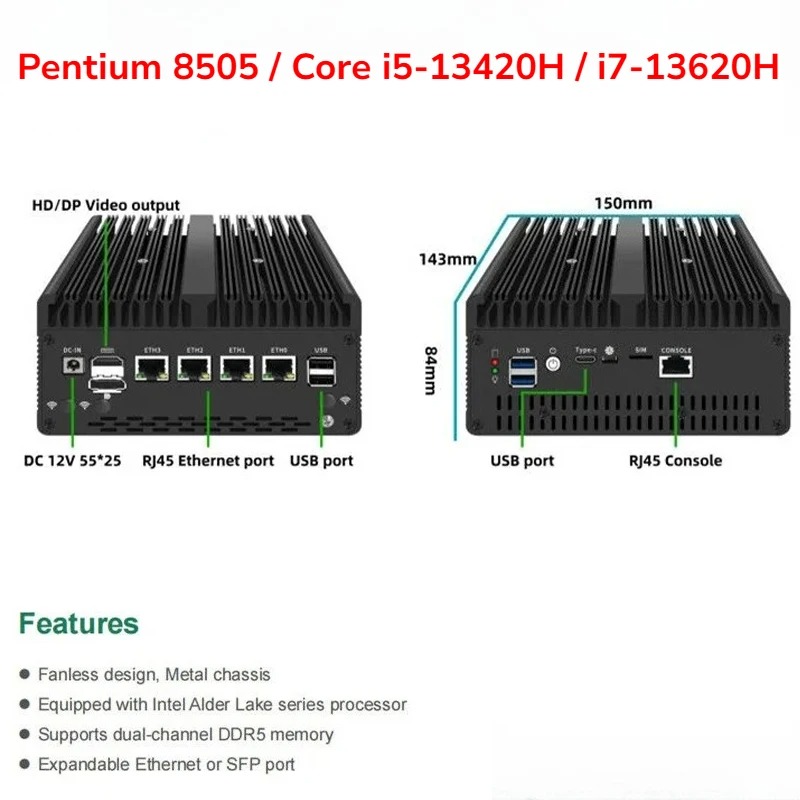 Fanless Mini PC Pentium 8505/C - Pfsense Firewall Router 2.5G 4 I226 ulasan dan harga